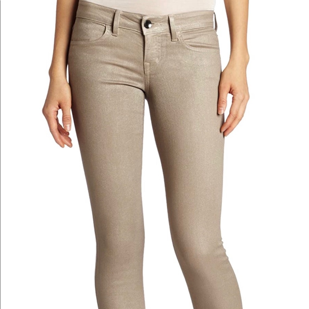 Level 99 Gold Dusted Tan Stretch Skinny Jeans